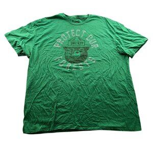 Protect Our Forests T-Shirt Mens Size 3XL Smokey Bear Green Graphic Tee Casual